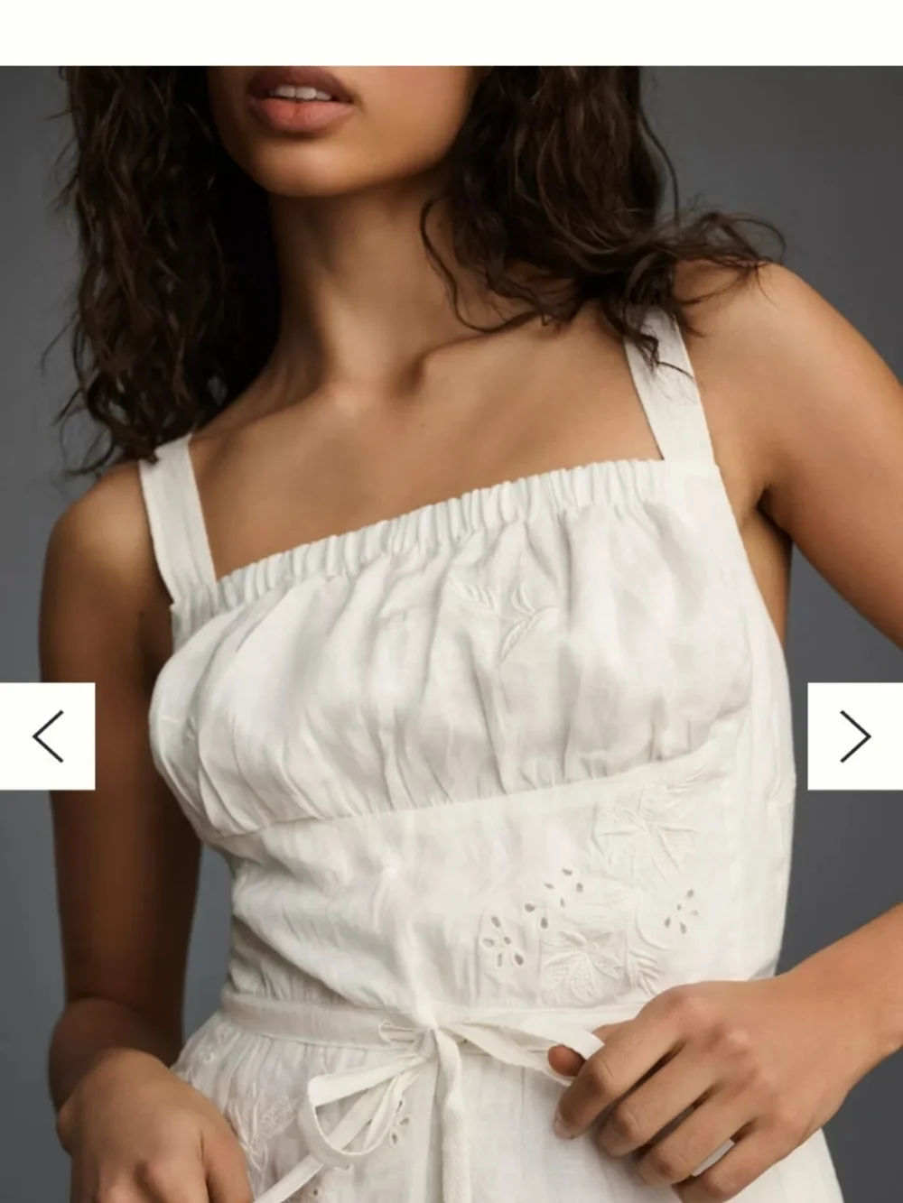 Anthropologie White Linen Square-Neck Midii Dress - Picture 4 of 10